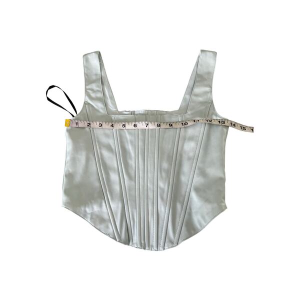 7 for all Mankind Light Blue Corset Top Faux Leather Size Small Lined Side Zip - Picture 7 of 8